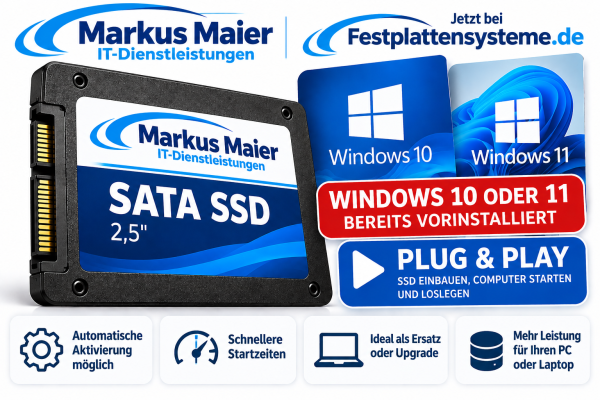 SSD Festplatte windows 10 / 11 Pro vorinstalliert für PC Laptop Notebook