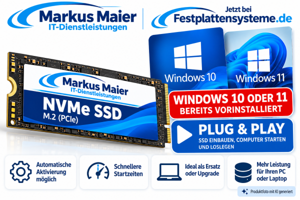 SSD Festplatte für HP Desktop PC windows 10 / 11 Pro vorinstalliert M.2 PCIe Nvme