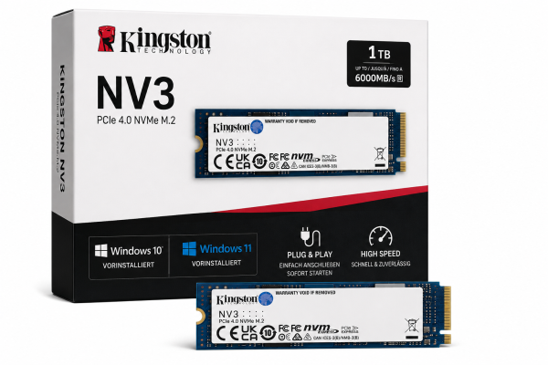 SSD Festplatte Kingston NV3 windows 10 / 11 Pro vorinstalliert M.2 PCIe NVMe