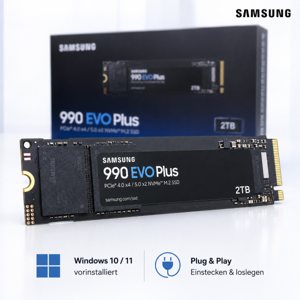 SSD Festplatte Samsung 990 EVO Plus windows 10 / 11 Pro vorinstalliert M.2 PCIe NVMe