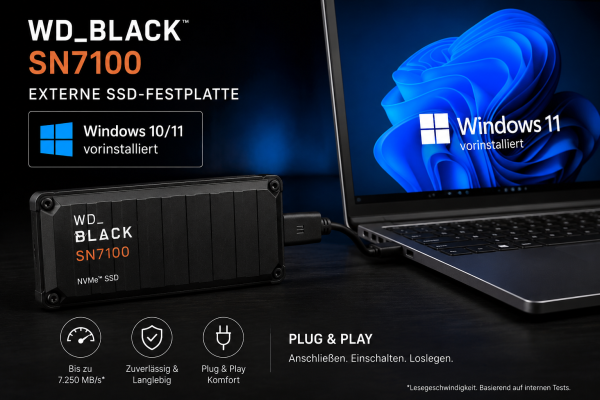SSD Festplatte WD Black SN7100 windows 10 / 11 Pro vorinstalliert M.2 PCIe NVMe