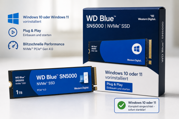 SSD Festplatte WD Blue SN5000 windows 10 / 11 Pro vorinstalliert M.2 PCIe NVMe