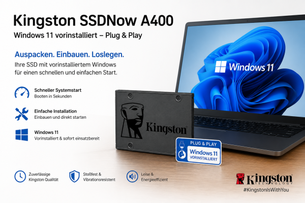 SSD Festplatte Kingston SSDNow A400 windows 10 / 11 Pro vorinstalliert