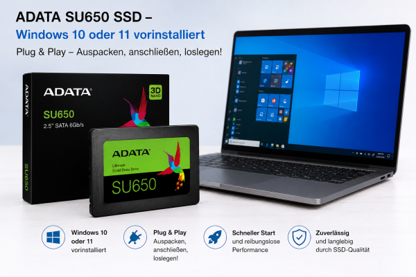 SSD Festplatte ADATA SU650 windows 10 / 11 Pro vorinstalliert